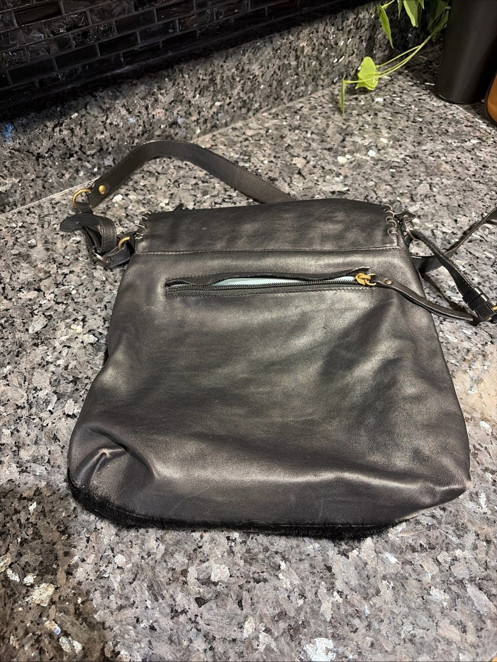 Cavalcanti Italy Leather Shoulder Strap Bag Crossbody Fur Hobo Black - Picture 4 of 12
